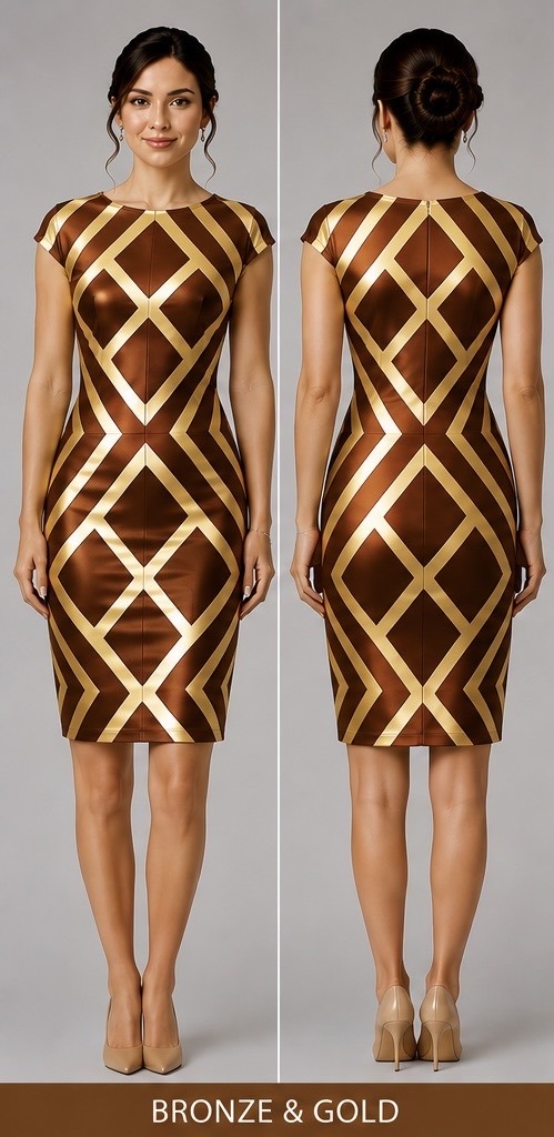 CrissCross Diamond bronze and gold dress front and back design preview